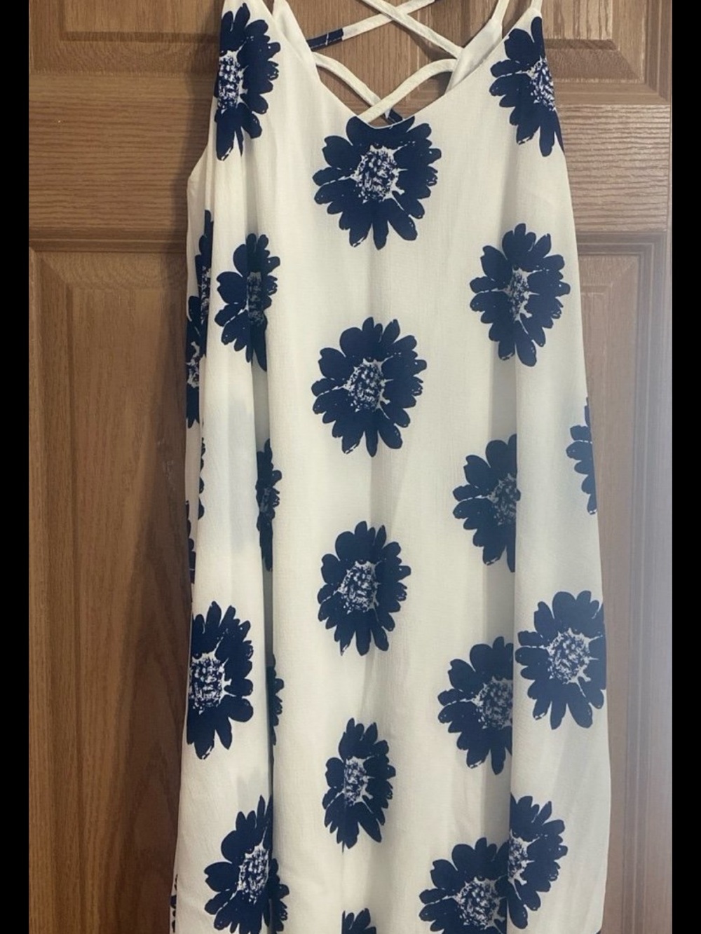 Cals White Sundress with Navy Floral Print